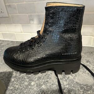 All Saints Black Croc-Embossed Boots